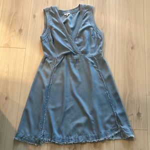 Splendid Blue Sleeveless Frayed Dress